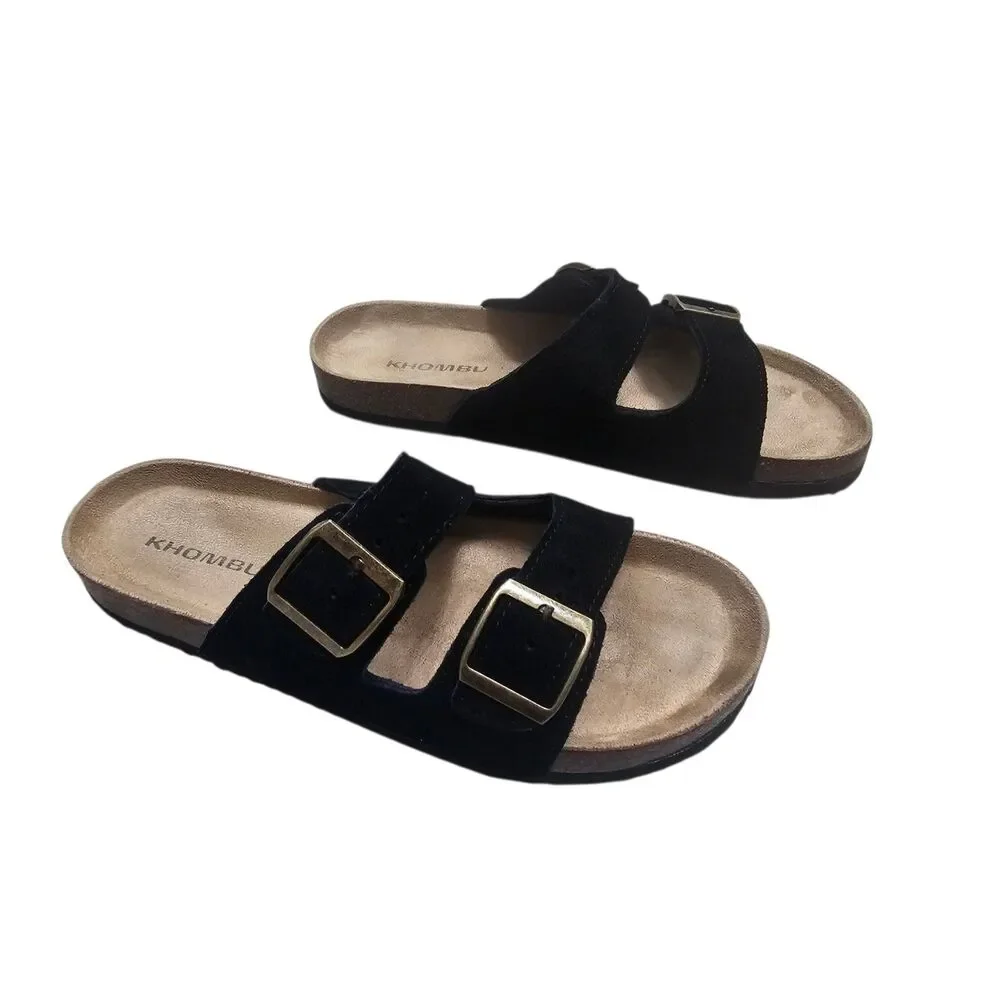 New Khombu Women's Ashville Suede Sandals 8 Black